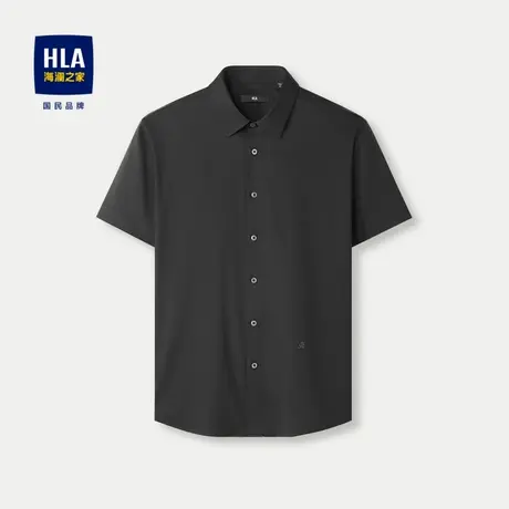 HLA/海澜之家无痕科技短袖休闲衬衫24春夏新款三防免烫凉感衬衣男图片