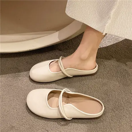 软底包头半拖鞋女外穿2024新款春款平底懒人孕妇一脚蹬半托鞋拖夏商品大图