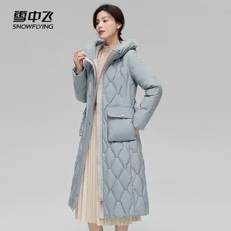 雪中飞羽绒服女款2023新款冬季长款连帽收腰显瘦防寒保暖休闲外套商品大图