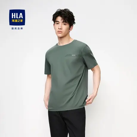 HLA/海澜之家双面提花短袖T恤2023春夏新款高周波印花圆领短t男图片