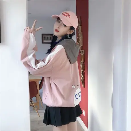 女士短外套春秋装2023新款初中学生韩版宽松百搭ins上衣棒球服潮商品大图