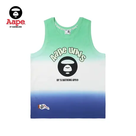 Aape旗舰店男装春夏渐变拼色夏日清爽字母印花薄款背心1357XXK商品大图