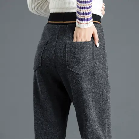 加绒奶奶裤女秋冬小个子加厚女裤毛呢裤子女萝卜裤九分休闲哈伦裤图片