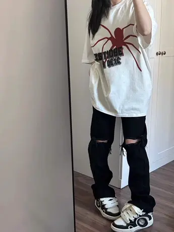 纯棉设计感短袖t恤女夏季新款小众高街潮牌宽松半袖欧货大版上衣商品大图