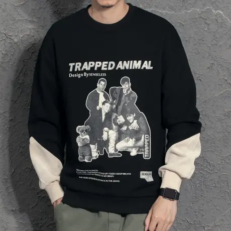 2021秋冬新款男士卫衣宽松圆领百搭韩版加绒休闲青年长袖外套商品大图