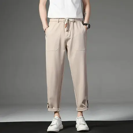 夏季薄款休闲裤子男宽松直筒九分裤修身2023年春秋男士潮流长裤子商品大图