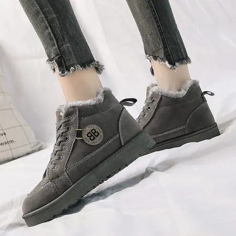 2023新款雪地靴女冬学生加厚加绒保暖短筒面包网红系带棉鞋一脚蹬图片