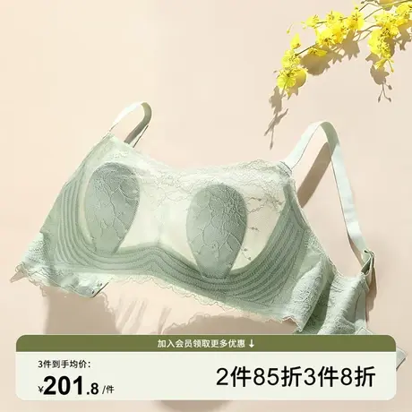 芬怡超薄兔耳杯内衣女性感透视蕾丝大胸显小高透气聚拢文胸EV134商品大图