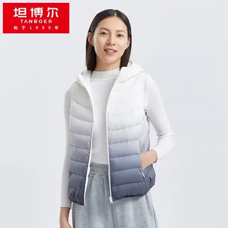【商场同款】坦博尔羽绒马甲女轻薄短款连帽秋冬背心内胆图片