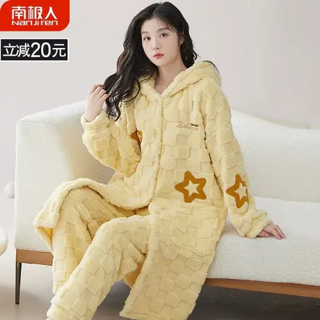 睡衣冬季女款珊瑚绒加绒加厚冬天浴袍孕妇法兰绒绚烂睡袍女秋冬款商品大图