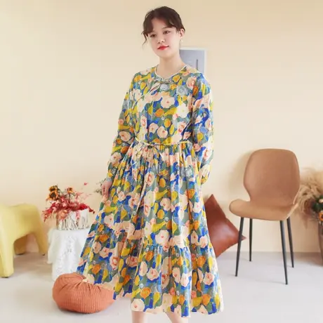 胖妹妹秋季2023新品复古中式旗袍连衣裙大码微胖长袖改良旗袍长裙商品大图