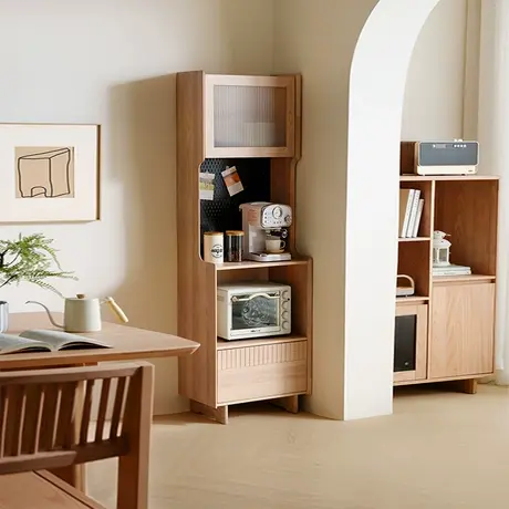 全友家居实木岩板餐边柜现代简约橡木餐厅储物柜家用茶水柜DW8027商品大图