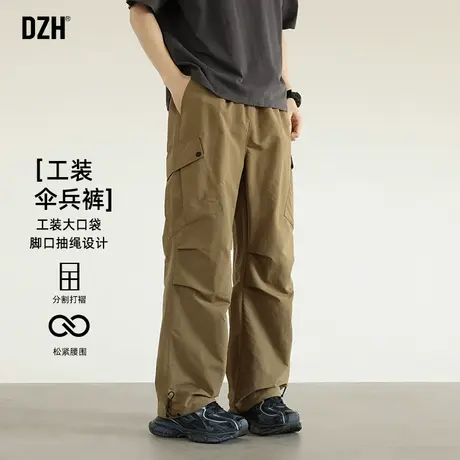 男士卡其色直筒工装裤男春季宽松运动休闲裤伞兵裤子2025新款男裤商品大图