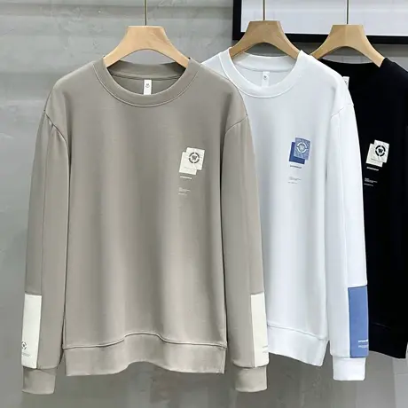 2023秋季新款撞色卫衣男套头潮牌美式无帽运动T恤男上衣春秋外套商品大图