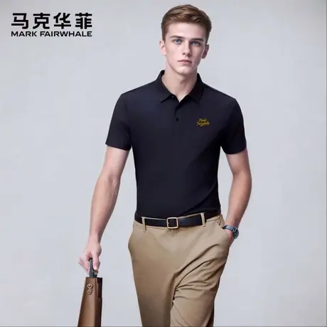【凉感】马克华菲丝绸质感刺绣POLO领男款2025夏季翻领商务短袖图片