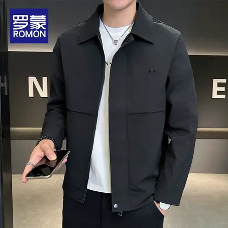 罗蒙外套男士2025春秋季新款短款宽松上衣服潮牌休闲翻领工装夹克商品大图