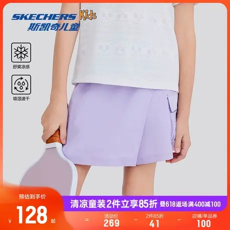 Skechers斯凯奇儿童梭织时尚休闲短裤女童夏季休闲中大童运动裤子商品大图