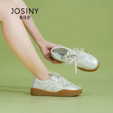 Josiny/卓诗尼秋季2025新款运动透气增高板鞋休闲百搭小白鞋女蓝商品大图