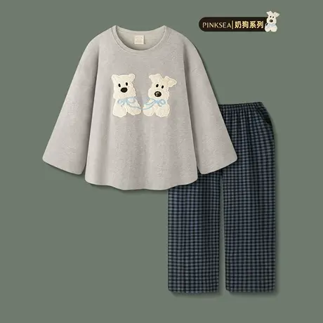 Pinksea睡衣女款纯棉春秋套头长袖女士小狗套装新款可外穿家居服商品大图
