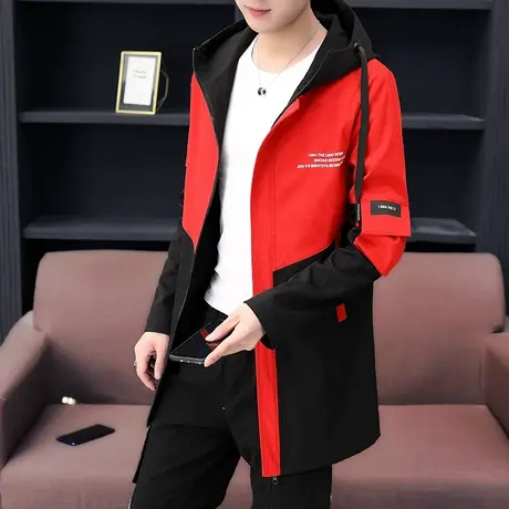 2023新款春秋季外套男韩版潮流帅气学生中长款夹克青少年男装风衣商品大图