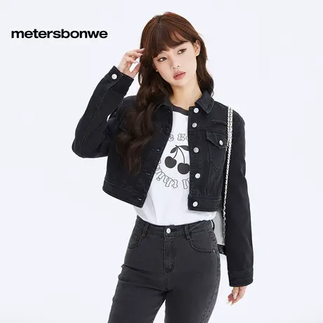 美特斯邦威时尚夹克女春季新款百搭复古夹克外套小香风短款上衣女图片