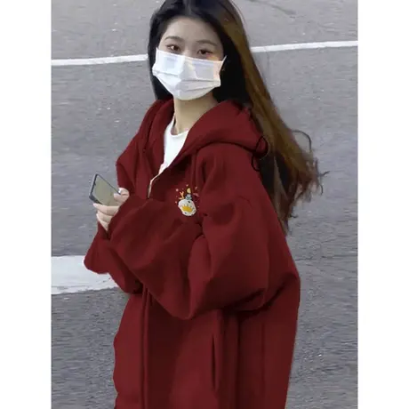 2023新款连帽卫衣女秋季百搭休闲宽松显瘦学生薄款开衫上衣外套潮商品大图