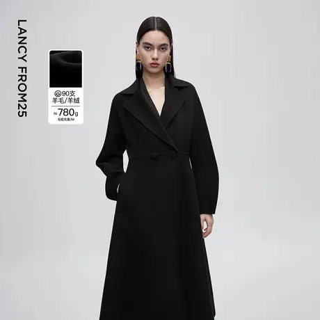 朗姿绵羊毛翻领收腰显瘦毛呢大衣赫本风双面呢外套2025年冬季新款商品大图