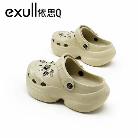 exull/依思Q厚底洞洞鞋女新款防滑沙滩包头凉鞋上班拖鞋女夏外穿图片