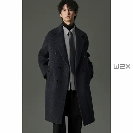 w2x2024冬季100%双面呢全羊毛呢大衣男中长款妮子休闲外套潮商品大图