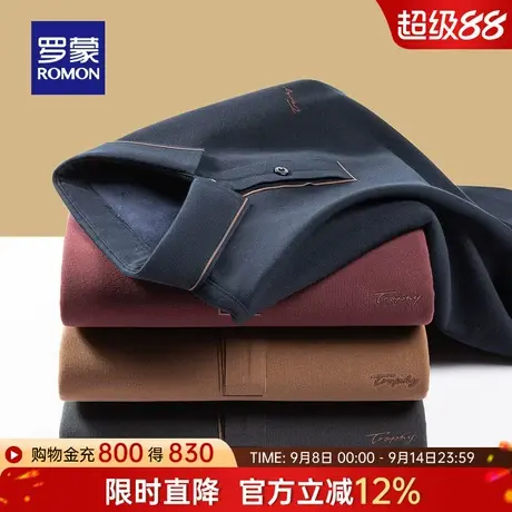 【加绒保暖】罗蒙男士长袖POLO衫2025冬季新款商务休闲加厚T恤衫商品大图