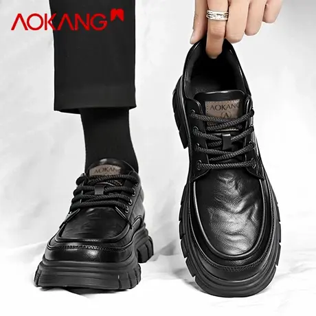 奥康休闲皮鞋男2026新款春季增高耐磨商务正装男士英伦百搭工装鞋图片
