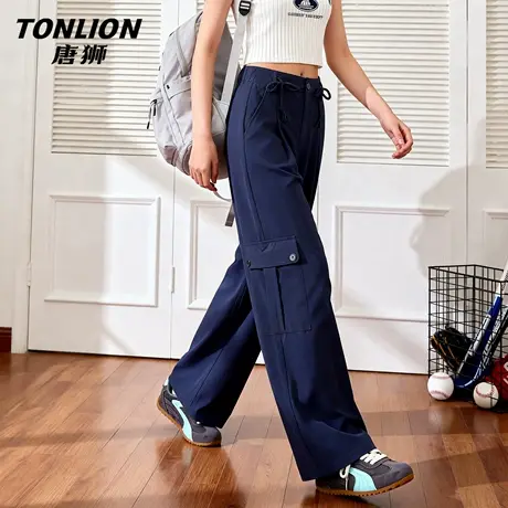 唐狮官方美式工装裤女2026新款春季宽松大码直筒阔腿裤休闲裤子VC图片