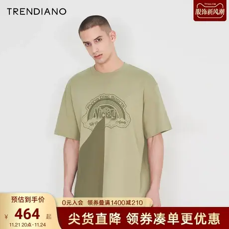 TRENDIANO梅花联名系列2023新款夏季刺绣宽松短袖Polo衫男潮商品大图