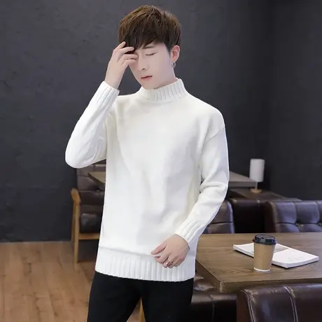 秋冬季毛衣男韩版潮流宽松学生半高领针织衫男士青少年打底衫线衣商品大图