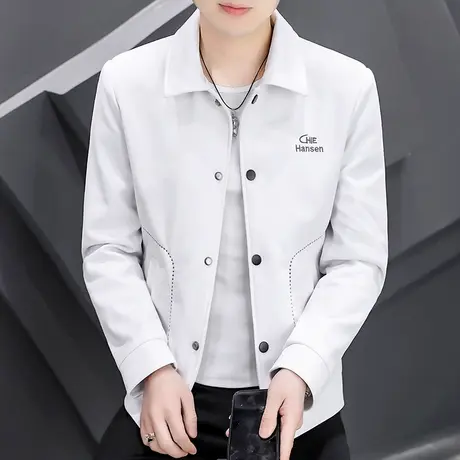 外套男士潮流韩版百搭上衣服2022新款春秋季时尚男装休闲翻领夹克商品大图