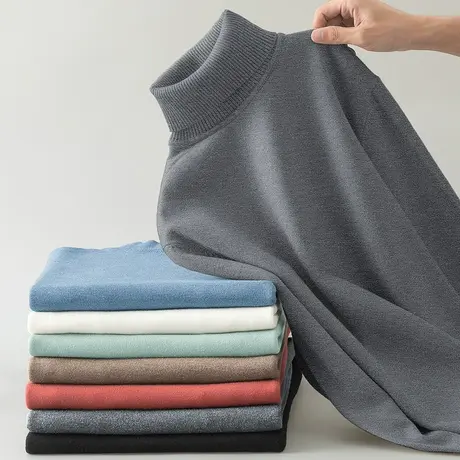 高领毛衣男士针织衫秋冬款保暖内搭纯色针织衫打底衫线衣套头毛衫商品大图