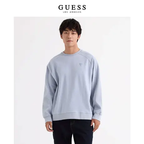 【38上新季】GUESS 男士简约纯色休闲圆领套头运动卫衣商品大图