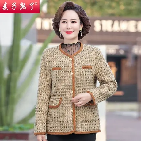 妈妈春装短款小香风外套时尚老年人2022新款奶奶装中老年女装上衣商品大图