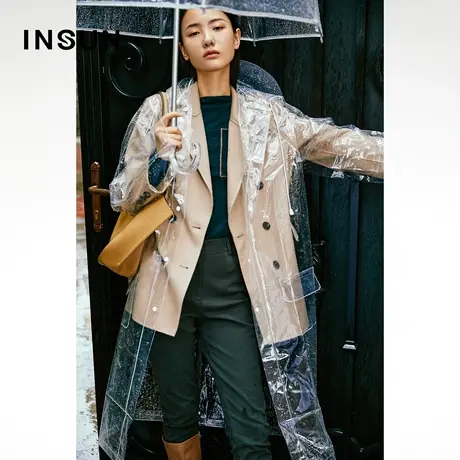 INSUN恩裳冬季羊毛双排扣毛呢外套图片