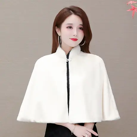 斗篷披肩女秋冬搭配旗袍礼服裙子外搭春秋季短款外套纯色优雅披风图片