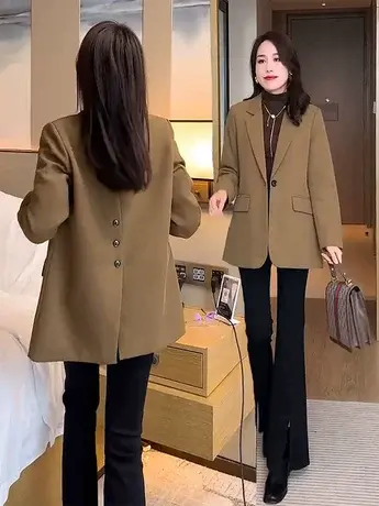 加棉西装外套女2023秋季新款小个子百搭高级感流行设计感气质西服图片