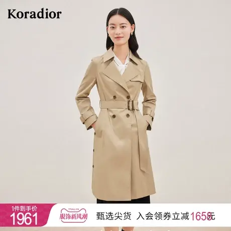 珂莱蒂尔秋冬新款美拉德风衣女中长款双排扣气质英伦风女士外套女图片