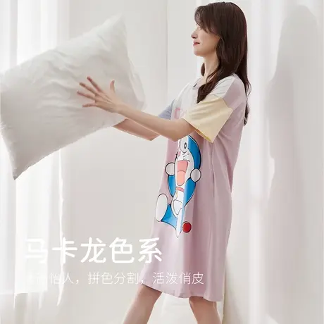 顶瓜瓜睡裙女夏季纯棉款卡通猫咪款睡裙商品大图