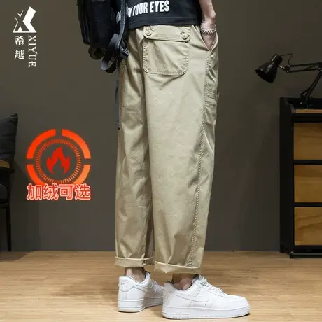 春秋百搭直筒休闲裤男春季宽松大码九分裤子加绒加厚男士工装长裤商品大图