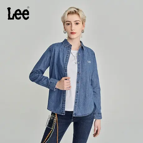 Lee商场同款23秋冬新品标准版中浅蓝女牛仔衬衫LWT0067096DE-052图片
