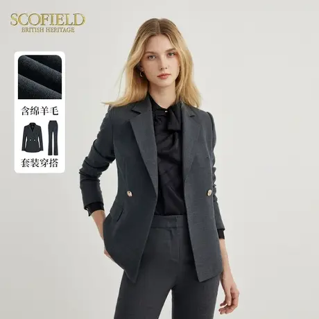 【含羊毛】Scofield女装通勤小西装长袖收腰外套2024春季新款图片