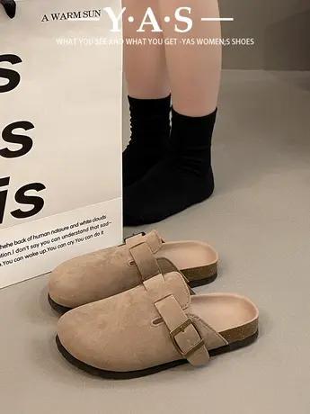 勃肯包头半拖鞋女夏外穿半托单鞋2024新款复古大头丑萌软木凉拖鞋商品大图