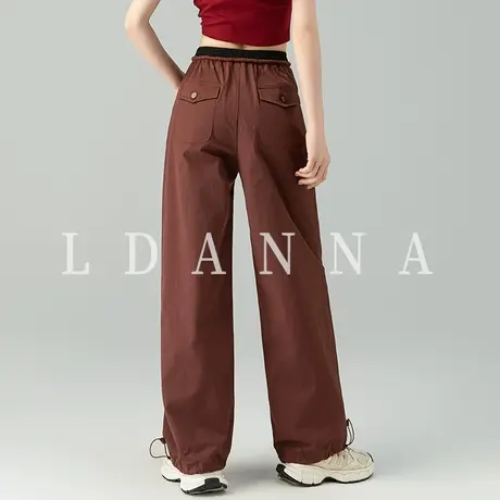 休闲运动裤女春夏薄款2024新款束脚裤子宽松速干弹力工装裤阔腿裤图片