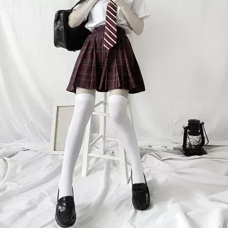 jk白色袜子纯欲白丝过膝袜防滑春秋款长筒袜子瘦腿过膝盖日系薄款商品大图