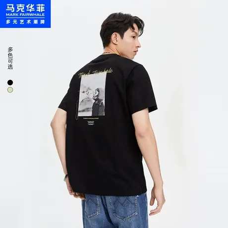 马克华菲复古照片短袖T恤男2023夏新款时尚休闲字母刺绣纯棉上衣图片